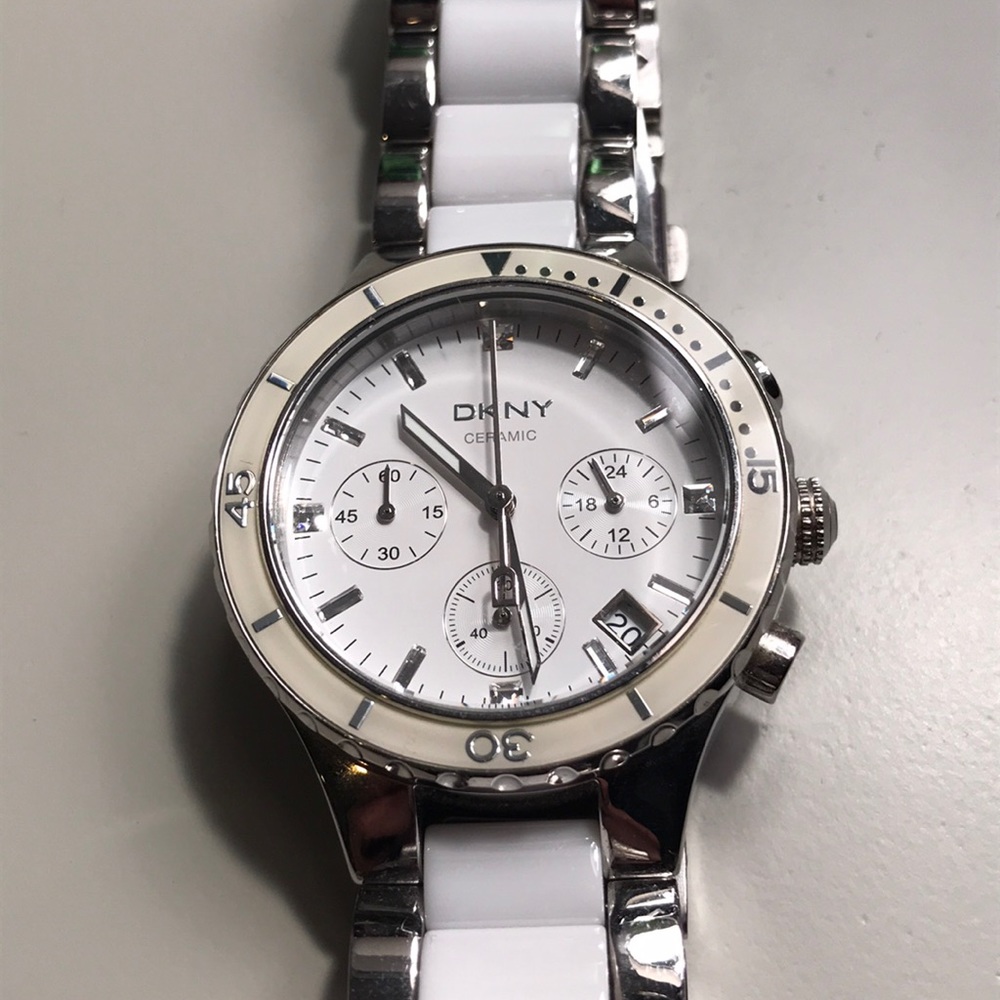 DKNY White and Silver Women's Watch